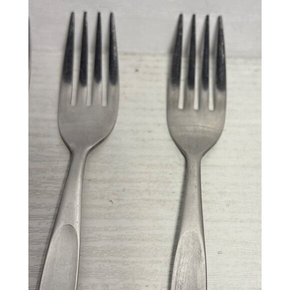 Set Of 4 National Stainless Dinner Forks Fleur-De-LisHandle Design Japan - Picture 3 of 7